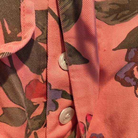 PAM & GELA Pink Floral Wide Leg Pants Green Tuxedo Stripe Size P - Picture 3 of 6